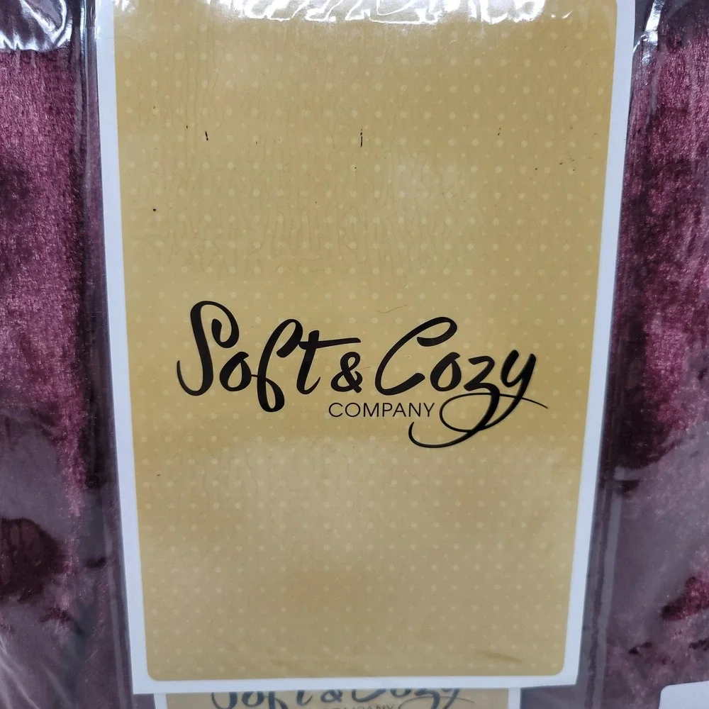 Soft & Cozy Company Faux Fur Throw Blanket 50x60 Wine Plush Cozy Soft Bedding - Picture 5 of 7